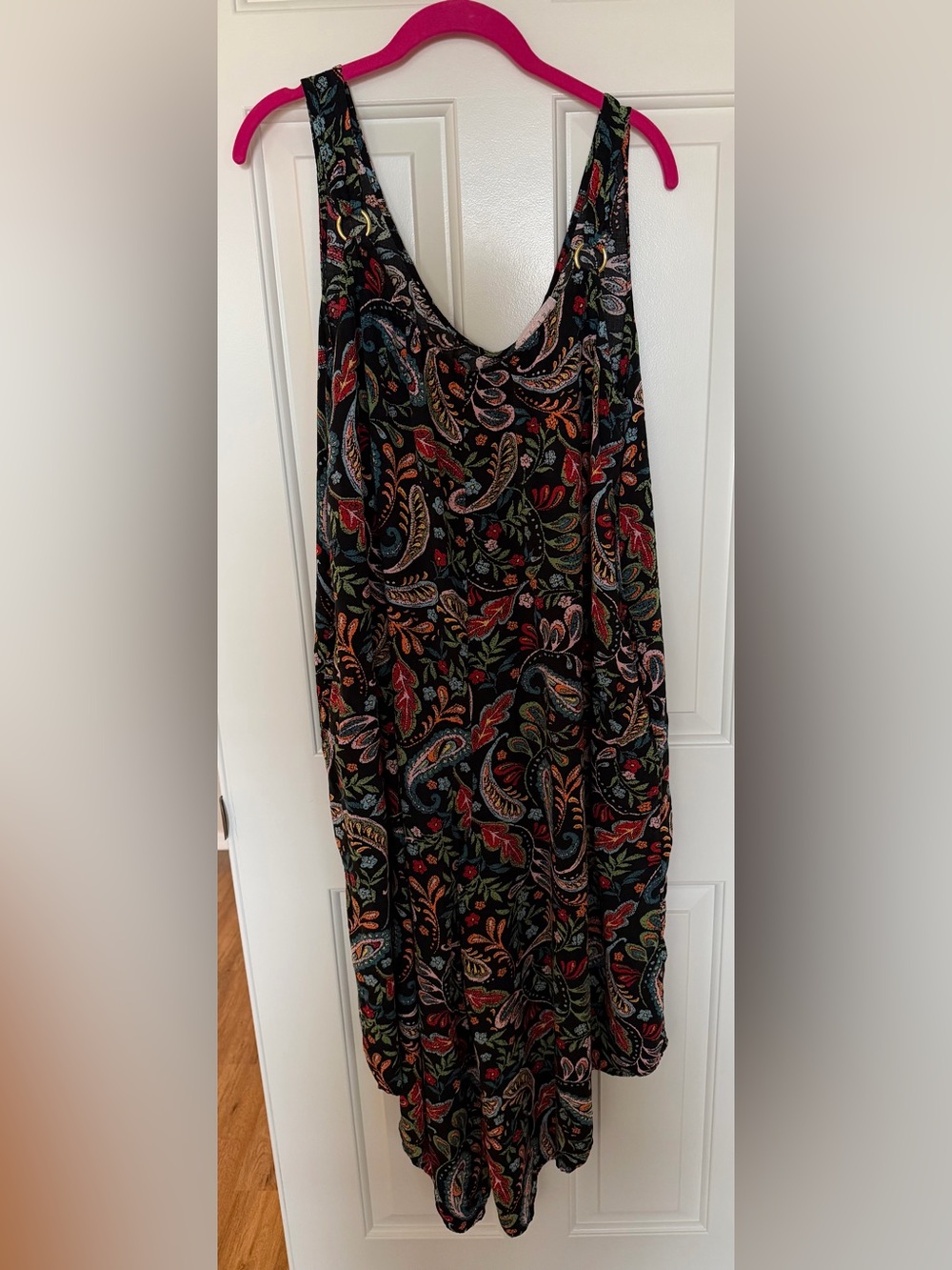 Sleeveless Paisley Print Jumpsuit in Multicolor on Black